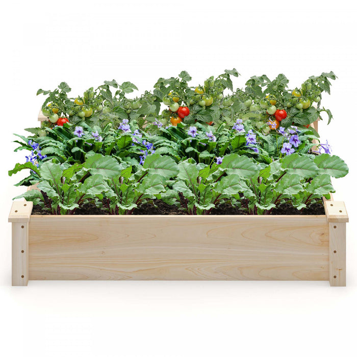 Costway Raised Garden Bed Fir Wood Wooden Square Wood Planter Box For Flower Outdoor