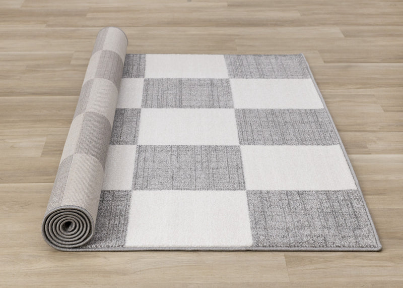 Covington Grey White Checkered Pattern Rug, 7'10\" x 10'6\" Indoor Area Rug