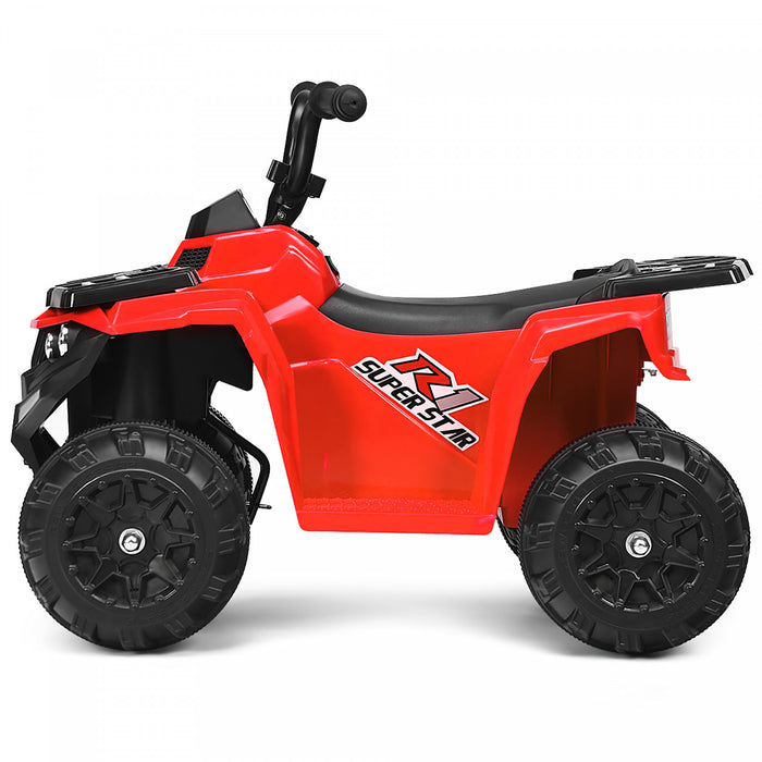 Costway 6v Battery Powered Kids Ride On Atv 4-wheeler Quad W/ Mp3 & Led Headlight Red