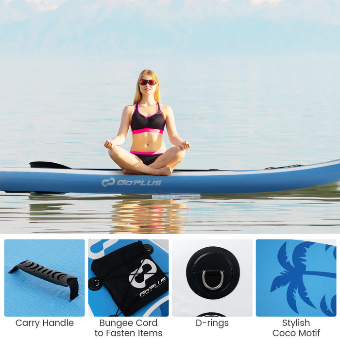 Goplus Small Inflatable Sup Board, Portable Paddle Board With 5d Rings Stand Up Paddle Board For Youth & Adult Blue