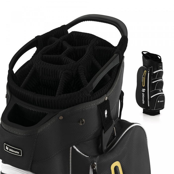 Costway Lightweight Golf Cart Bag With 15 Way Top Divider Individual Putter Well Cooler Bag Black