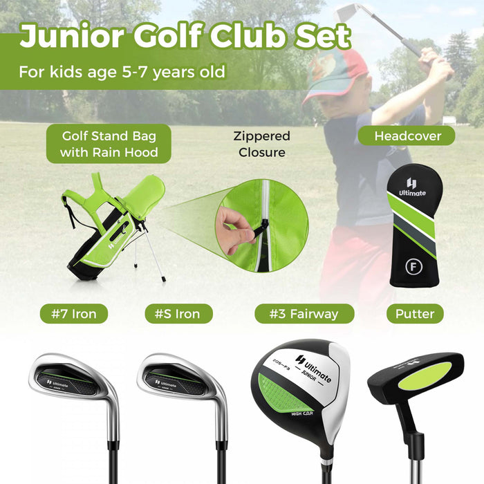 Ultimate Kids Golf Practice Set Junior Complete Golf Club Set For Kids Age 5-7 Years Old Green