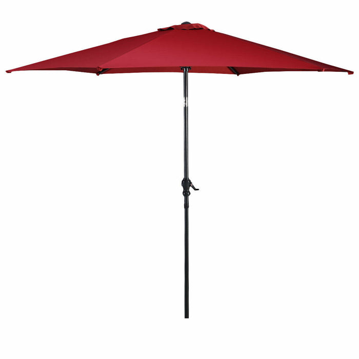 Costway 10FT Patio Umbrella 6 Ribs Market Steel Tilt W/ Crank Outdoor Garden Burgundy