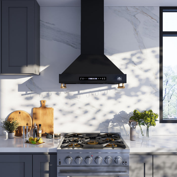 Forno Venezia 30 Inch Wall-Mounted Range Hood, Black-FRHWM5503-30BLK