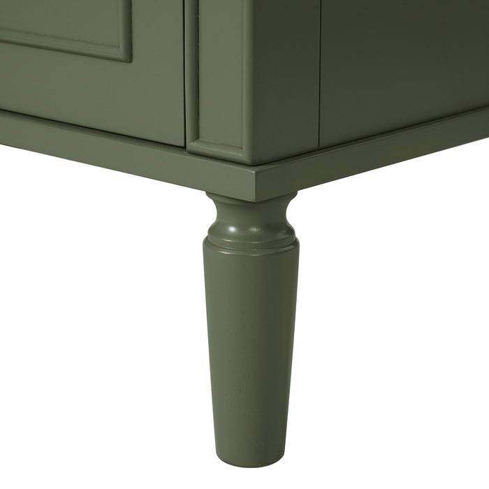 Emerson 30 Inch Bathroom Vanity with Ceramic Sink and Three Drawers, Olive Green