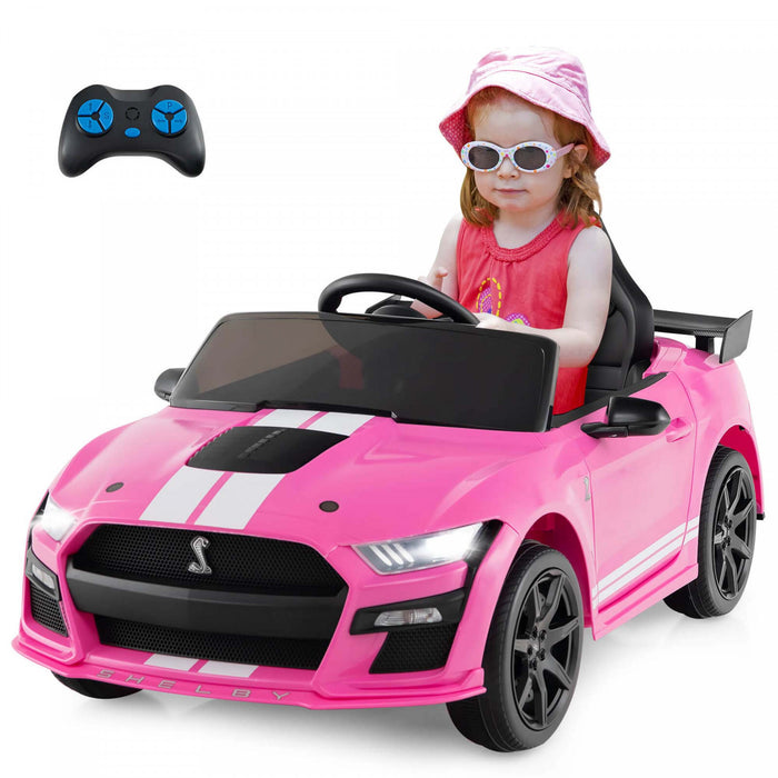 Costway 12v Licensed Ford Mustang Shelby Gt500 Kids Ride On Car With Remote Control Pink