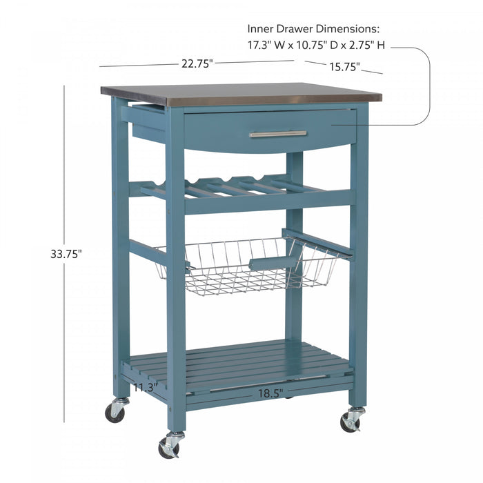 Clarke Kitchen Bar Cart - Blue
