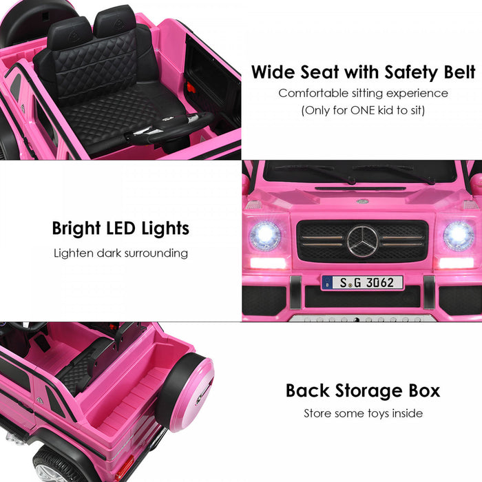 12v Licensed Mercedes-benz Kids Ride On Car Rc Motorized Vehicles W/ Trunk Pink