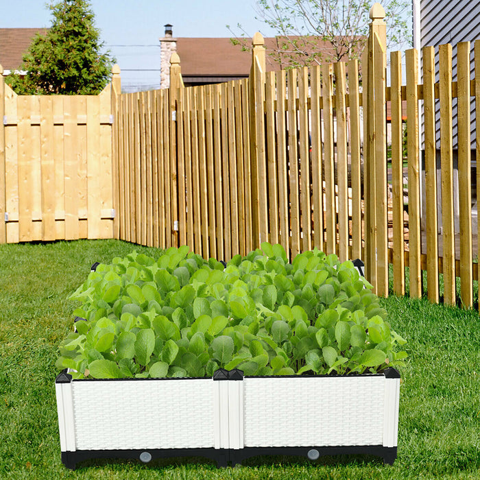Costway Set Of 4 Raised Garden Bed Elevated Flower Vegetable Herb Grow Planter Box White