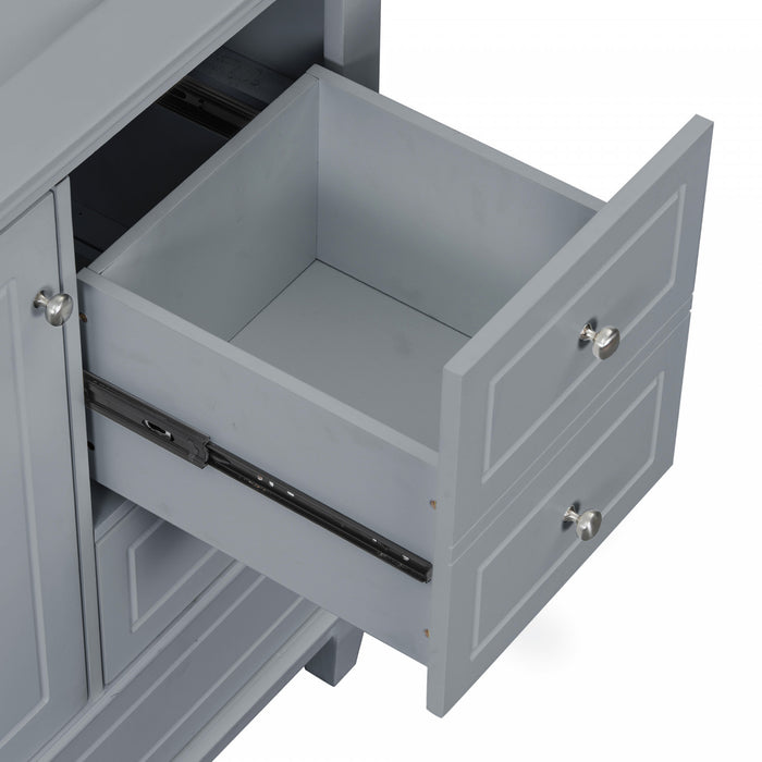 Fanny 36\" Bathroom Vanity with Ceramic Sink and Soft-Close Hinges, Grey
