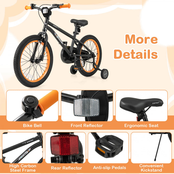 Costway 18-inch Kid's Bike For 4-8 Years Old With Adjustable Saddle & Anti-slip Handlebar Black