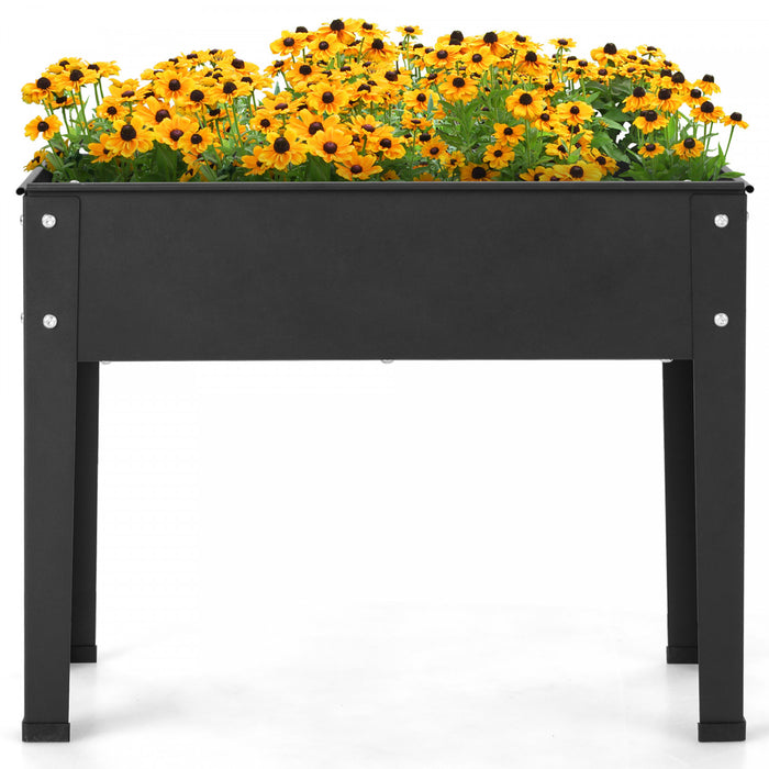 Costway 24\" Raised Garden Bed With Legs Metal Elevated Planter Box Drainage Hole Backyard