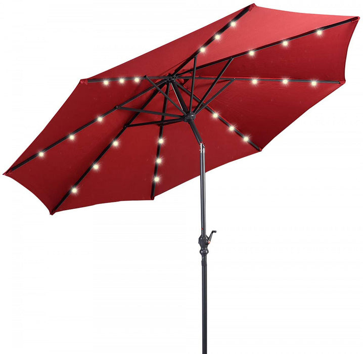 Costway 10ft Solar Lights Patio Umbrella Outdoor W/ 50 LBS Movable Umbrella Stand