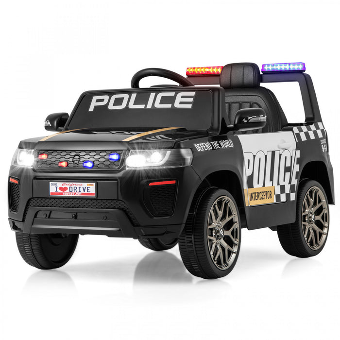 Honeyjoy Kids Ride On Police Car 12v 7a Battery Powered Cop Car With Remote Control Black