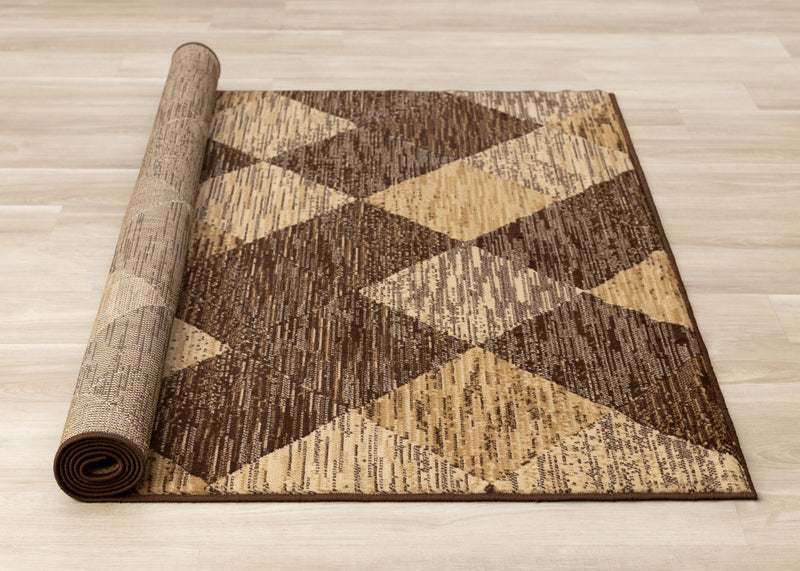 Florence Brown Beige Distressed Diamond Pattern Rug, 5'3\" x 7'5\" Indoor Area Rug