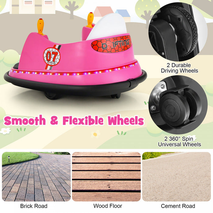 12v Vehicle 360¡a Spin Race Toy Kids Ride On Bumper Car W/ Remote Control Pink
