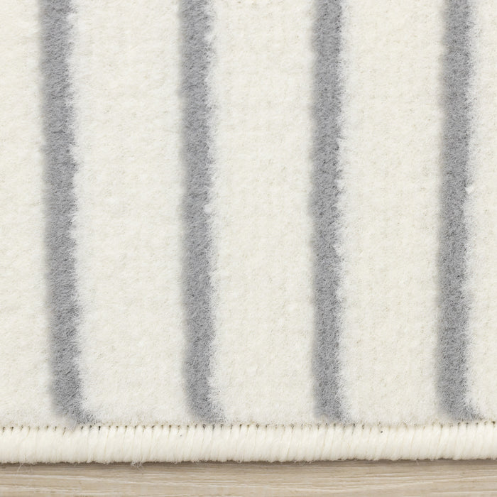 Forte White Grey Curved Arches Indoor Area Rug - 2'7