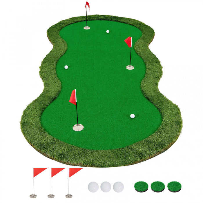 Costway 5 X 10 Ft Professional Golf Practice Mat With 3 Holes And Golf Balls For Home