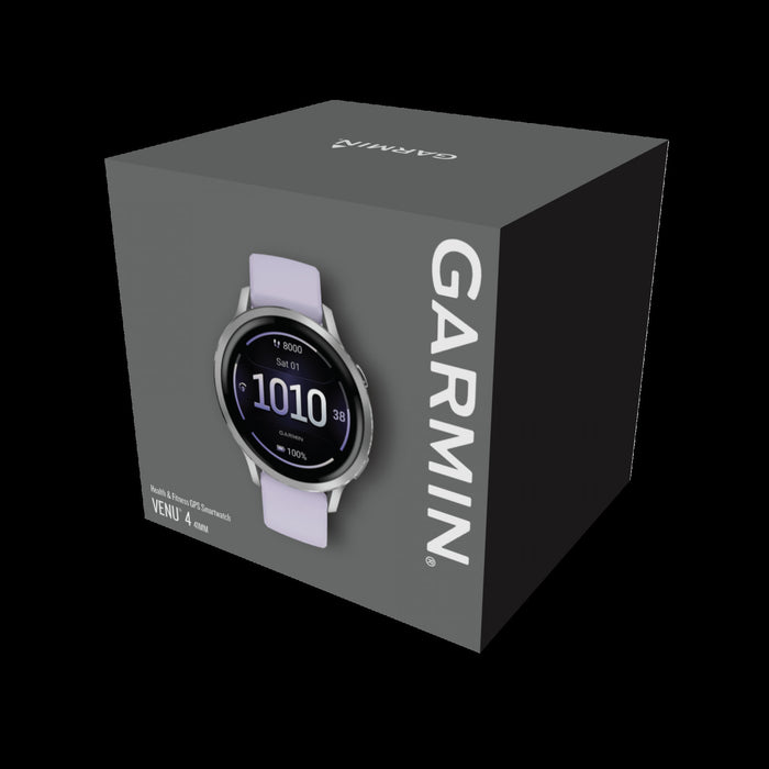 Garmin Venu 4 41mm Silver Periwinkle Wellness Smartwatch - Activity Tracker, HRV Status, Pulse Ox, Women's Health, Multi-Band GPS, Daily Workouts