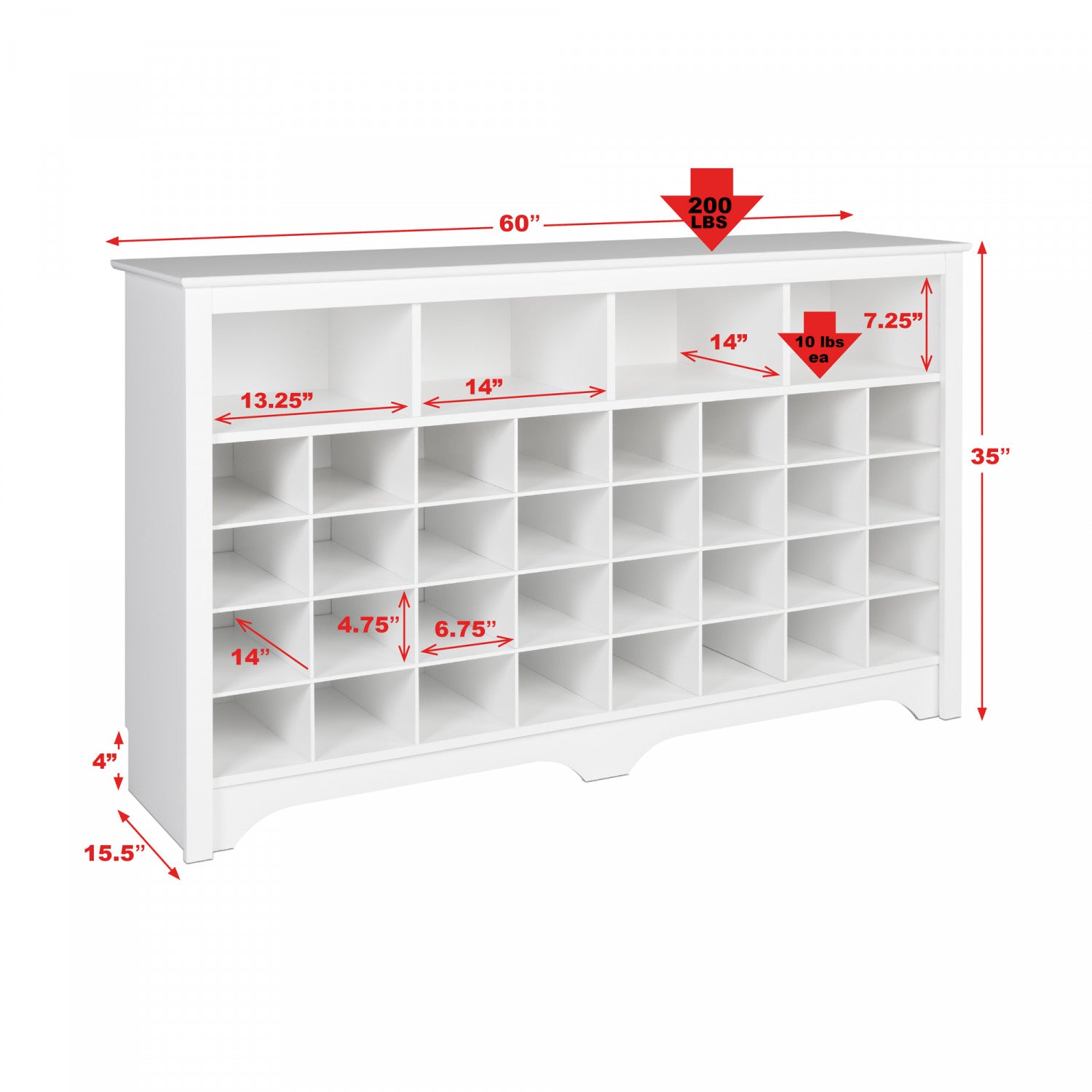 Shoe Cubby Console White The Brick