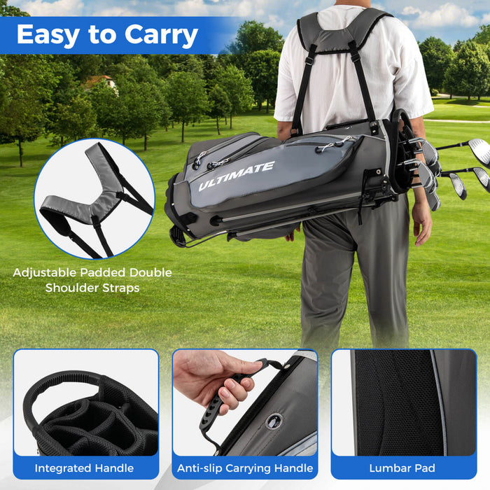 Men's Complete Golf Clubs Package Set 10 Pieces Includes Alloy Driver Grey