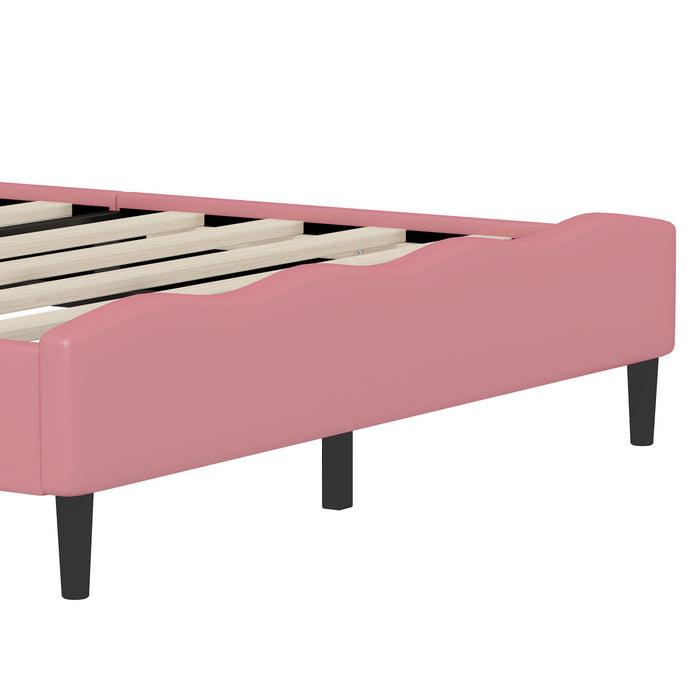 Lily Lovely Crown Fantasy Princess Bed with Tufted PU Leather Headboard,Full Size Full Bed
