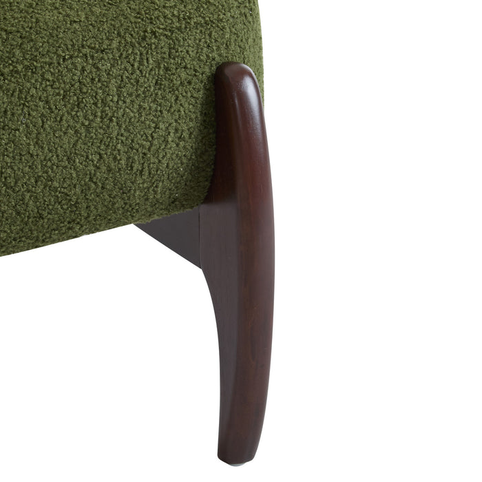 Coco Modern Boucle Lounge Chair with Solid Wood Frame, Green