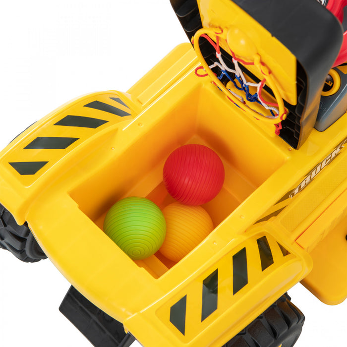 Costway 6v Electric Kids Ride On Excavator Pretend Play Toy Tractor W/ Basketball Hoop