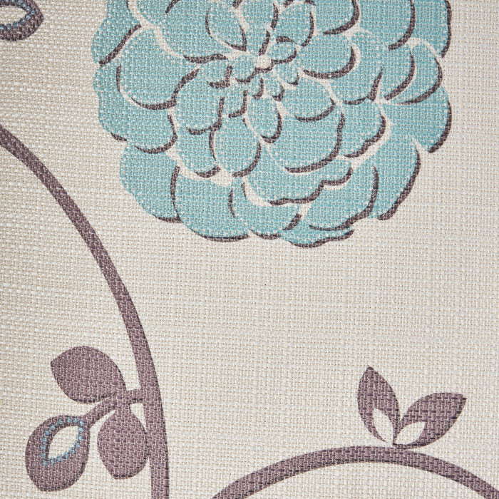 Catherine Linen-look Fabric Accent Chair With Wood Legs - White and Blue