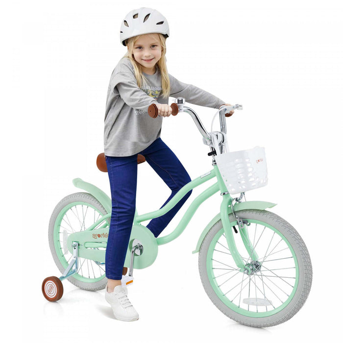 Costway 18\" Kids Bike Toddler Bicycle With Training Wheel Kickstand For 4-8 Years Green