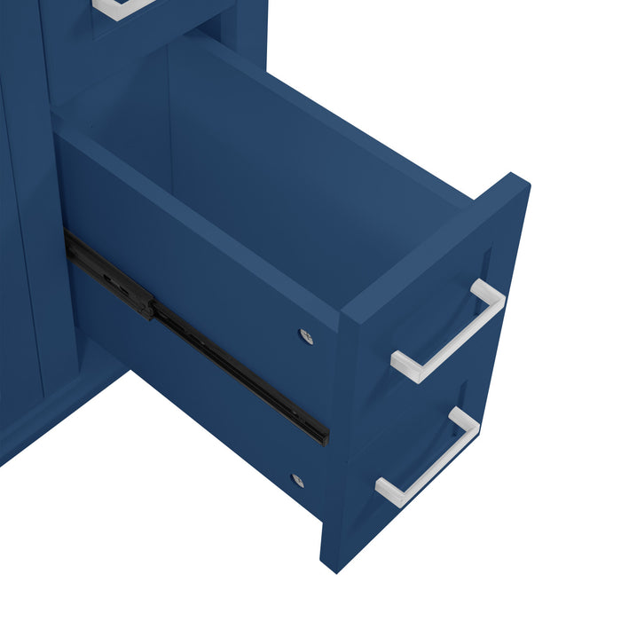 Savannah 30 Inch Bathroom Vanity with Ceramic Sink and Spacious Storage Cabinet, Navy Blue