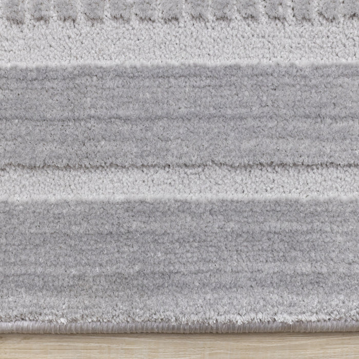 Ellie High-Low Textured Soft Polyester Grey Border Area Rug - 5'3\" x 7'7\"