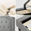 Kellen Upholstered Platform Bed with Headboard in Light Grey - King Size | Kellen lit plateforme rembourré avec tête de lit gris pâle - Très grand