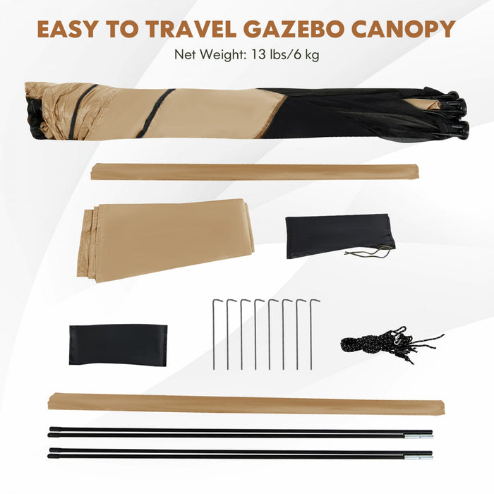Costway 6.7 Ft X 6.7 Ft 4-panel Pop Up Camping Gazebo Quick-set With 2 Sunshade Cloths Coffee