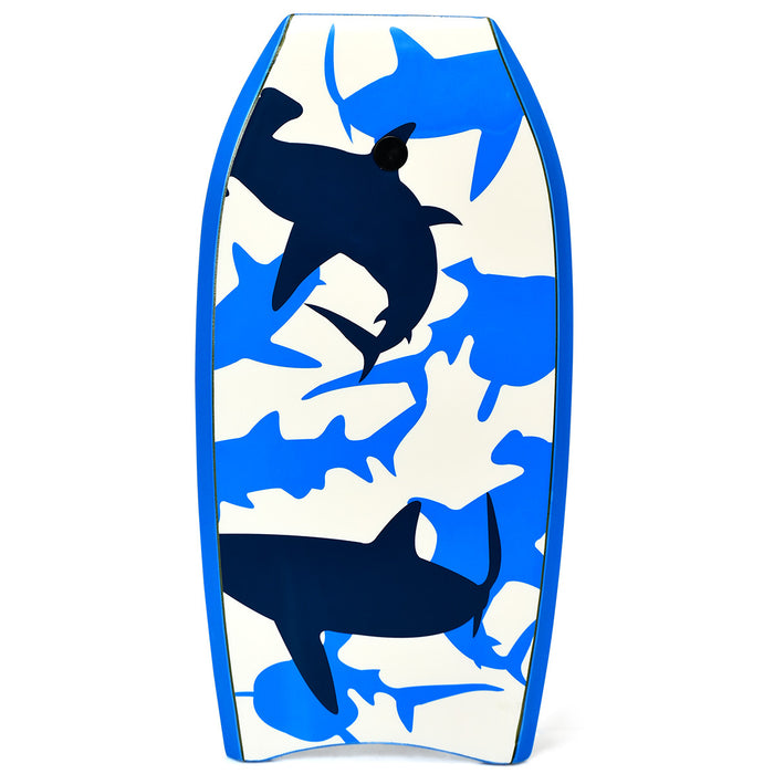 Goplus 37'' Lightweight Super Bodyboard Surfing W/leash Eps Core Boarding Blue Shark