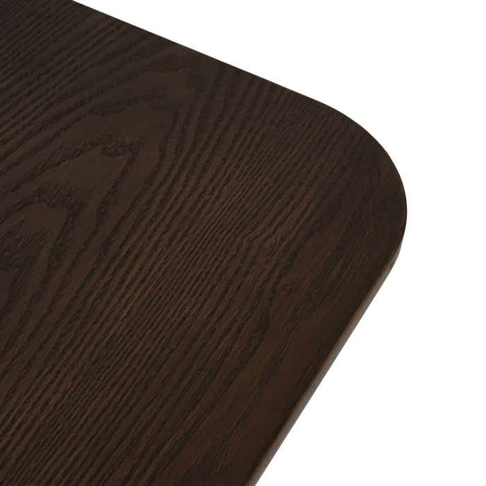 Jett 63 Inch Modern Industrial Dining Table with MDF & Iron Pedestal Base, Brown