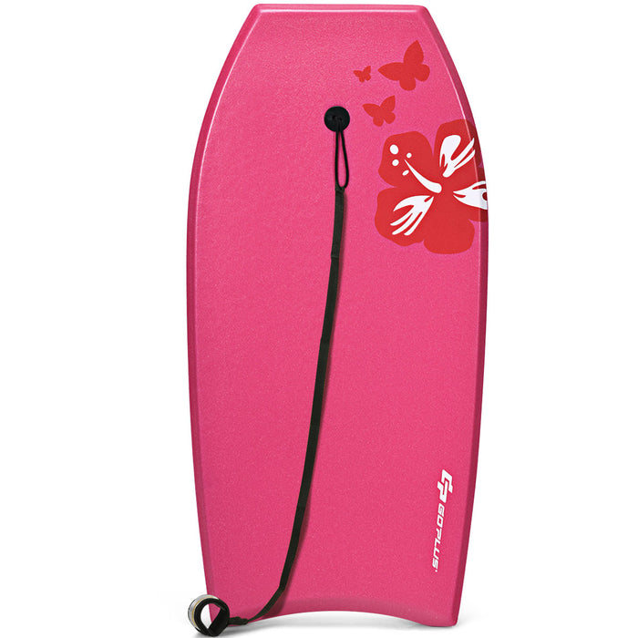 Goplus 41'' Super Lightweight Bodyboard Surfing W/leash Eps Core Boarding Ixpe Pink