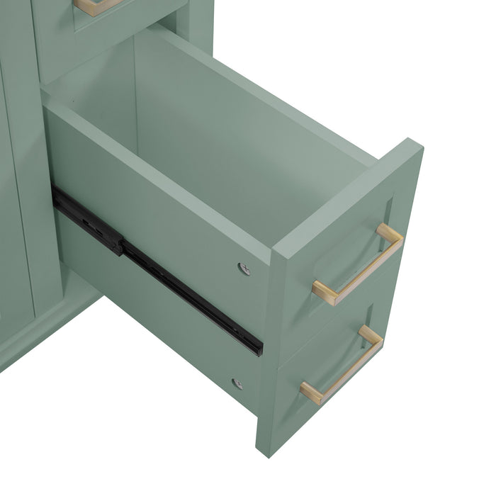 Savannah 30 Inch Bathroom Vanity with Ceramic Sink and Spacious Storage Cabinet, Light Green