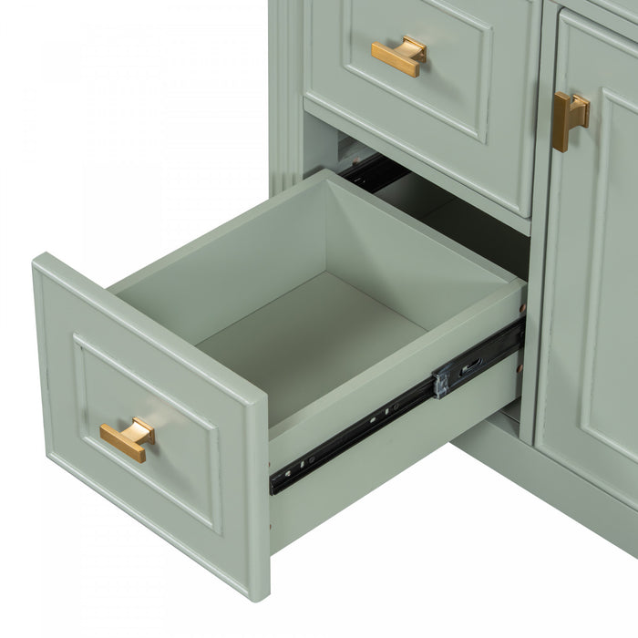 Olivia 30\" Bathroom Vanity with Ceramic Sink and Solid Rubberwood, Green