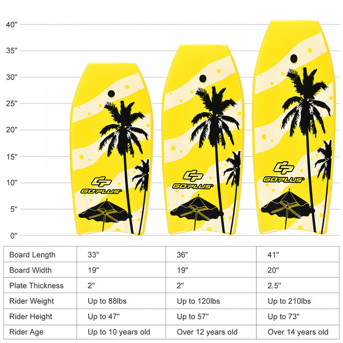 Goplus Body Board 33'' Super Lightweight Surfing Board W/ Leash Xpe Deck Eps Core