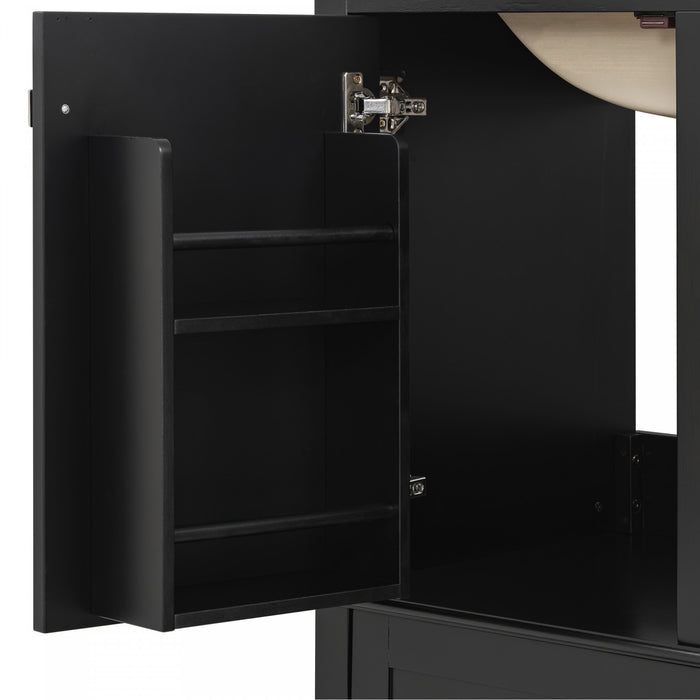 Oliver Solid Wood Bathroom Vanity with Sink Combo and Smart Storage, Black