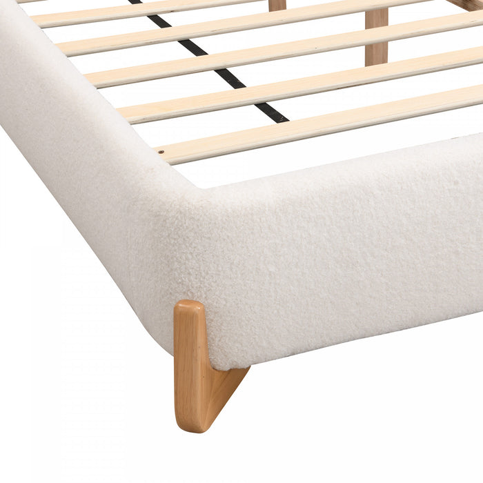 Olivia Elegant Comfortable Upholstered Bed,Queen Size,White Queen Bed