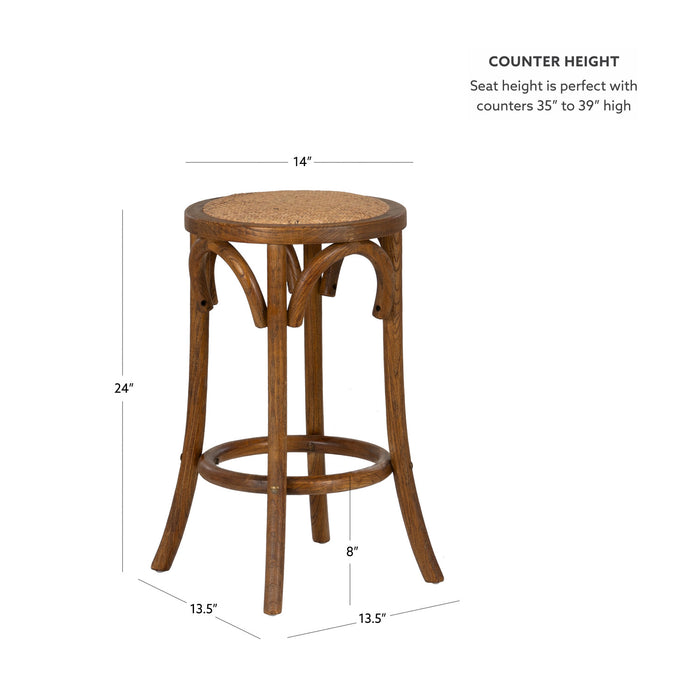 Rae Backless Rattan Counter-Height Stool - Walnut