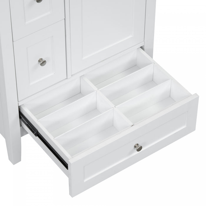 Mia 24\" Bathroom Vanity with Ceramic Sink and Multi-Drawer Storage, White