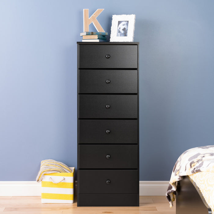 Astrid 6-Drawer Tall Chest - Black