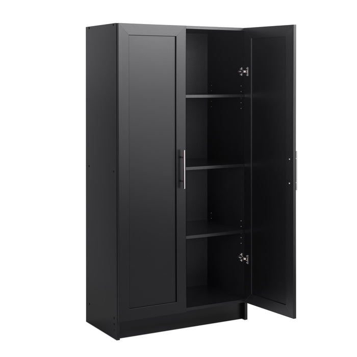 Elite Accent Storage Cabinet with Panel Doors & 3 Shelves - Black