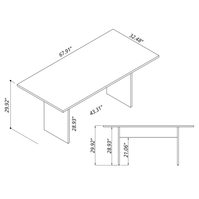 Manhattan Comfort Nomad 67.91\" Modern Dining Table - White