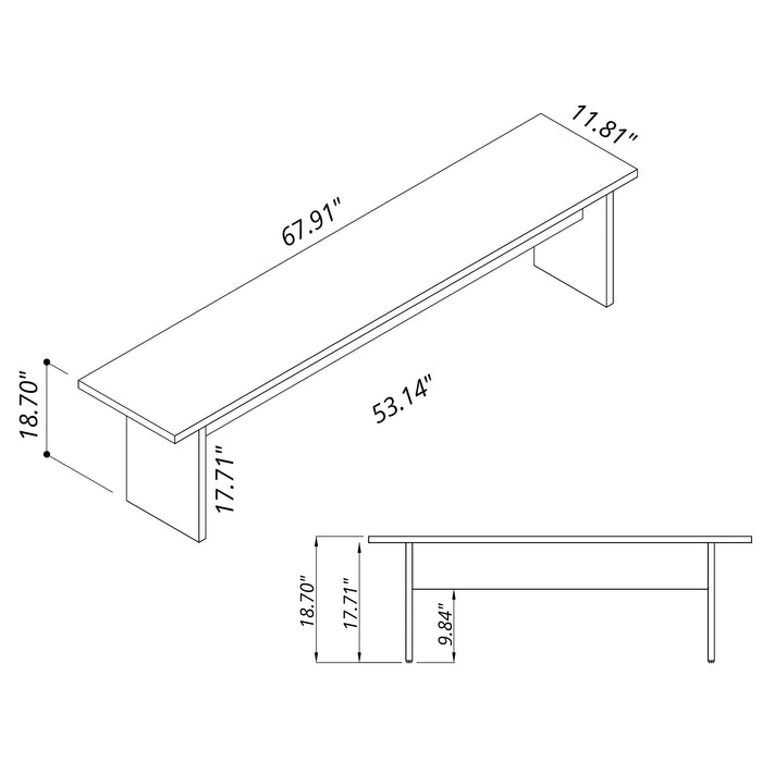 Manhattan Comfort Nomad 67.91\" Modern Dining Bench - Grey