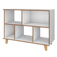 Manhattan Comfort Minetta 5-Shelf Mid-Century Low Bookcase - White