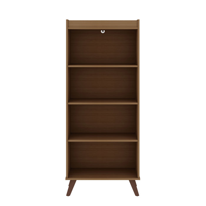 Manhattan Comfort Hampton 4-Tier Bookcase with Solid Wood Legs - Maple Cream